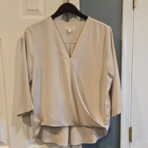Prologue Cream Wrap Blouse with 3/4 Sleeves